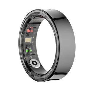 Smart Ring With Heart Rate Blood Oxygen Sleep Monitoring & Sports Modes - Size 8 - Black