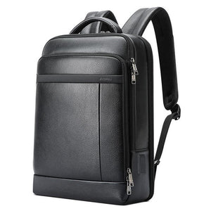 Large-capacity Business Laptop Backpack with Usb & Type-c Port - Black First-layer Cowhide