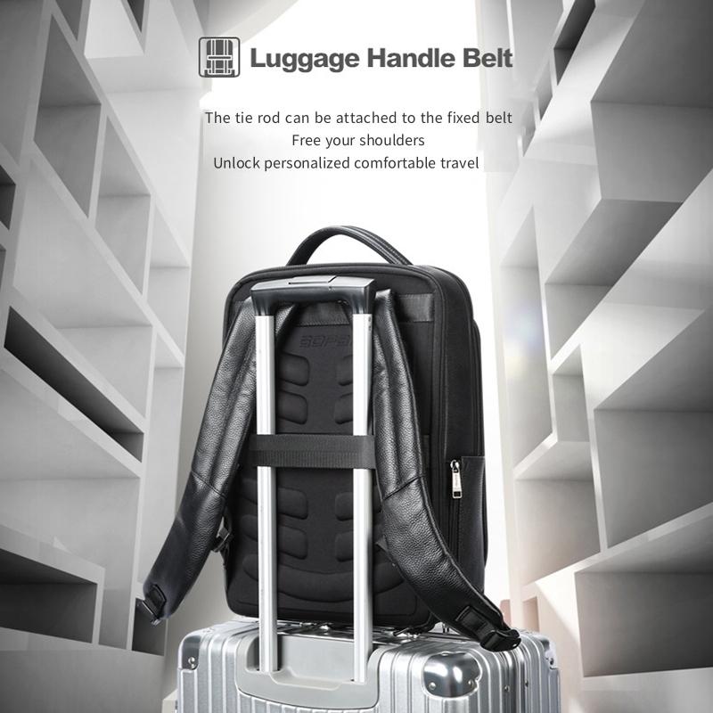 Large-capacity Business Laptop Backpack with Usb & Type-c Port - Black First-layer Cowhide