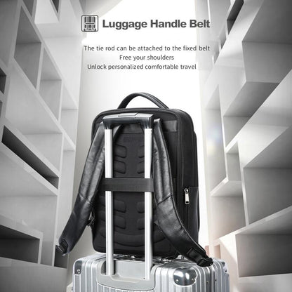 Large-capacity Business Laptop Backpack with Usb & Type-c Port - Black First-layer Cowhide