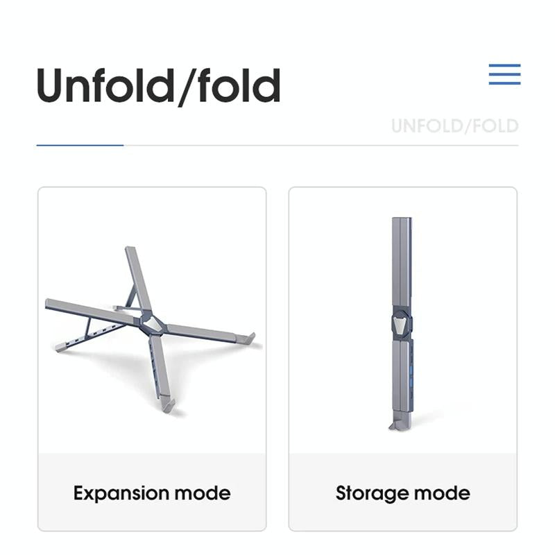 Versatile Laptop Docking Stand with Enhanced Cooling and Folding Design - Silver