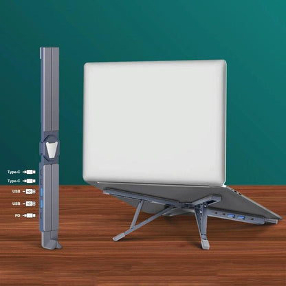 Versatile Laptop Docking Stand with Enhanced Cooling and Folding Design - Silver