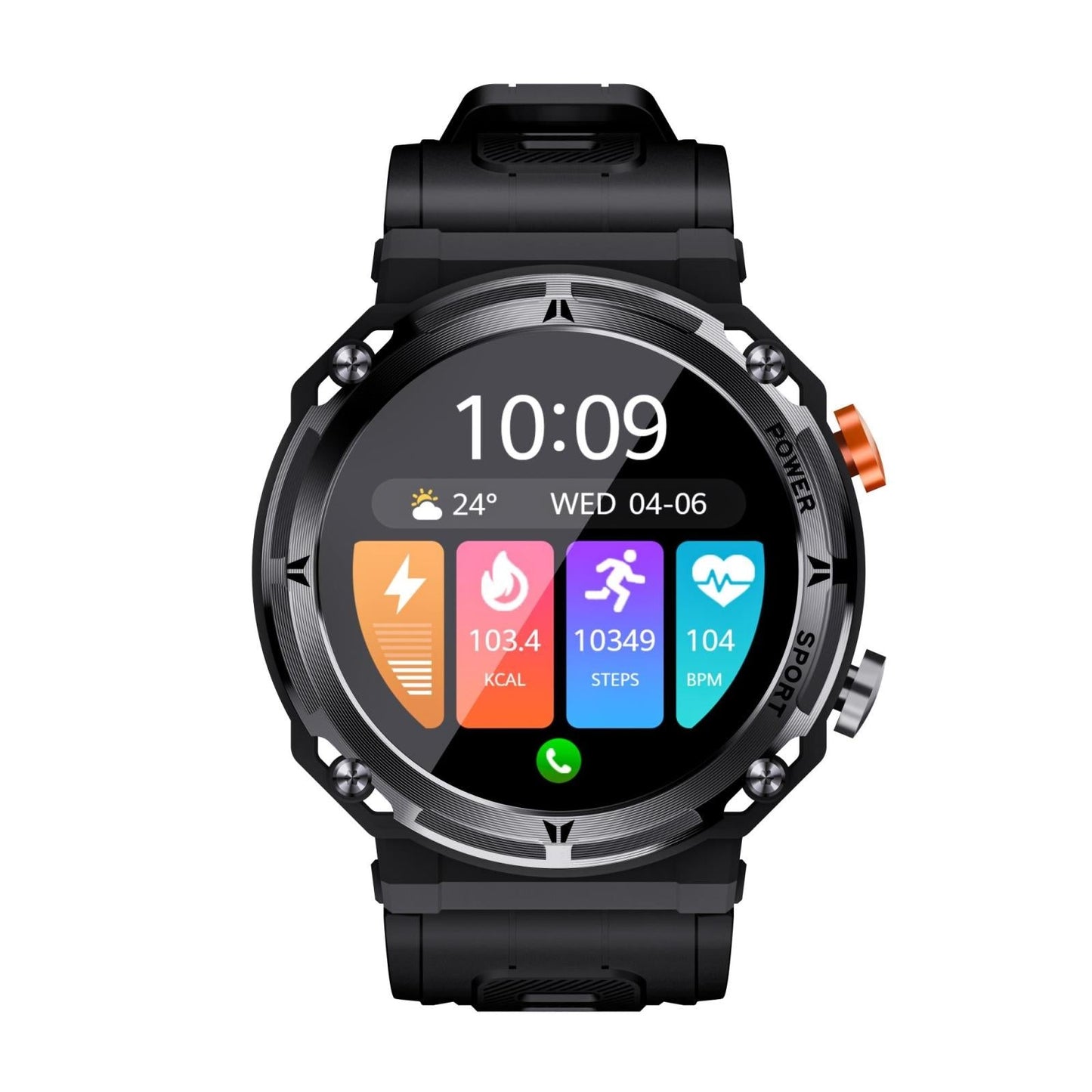 Smart Watch With Heart Rate Blood Pressure And Oxygen Monitoring - Black
