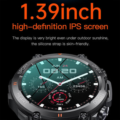 1.39 Inch Heart Rate / Blood Pressure / Blood Oxygen Monitoring Smart Calling Watch - Black