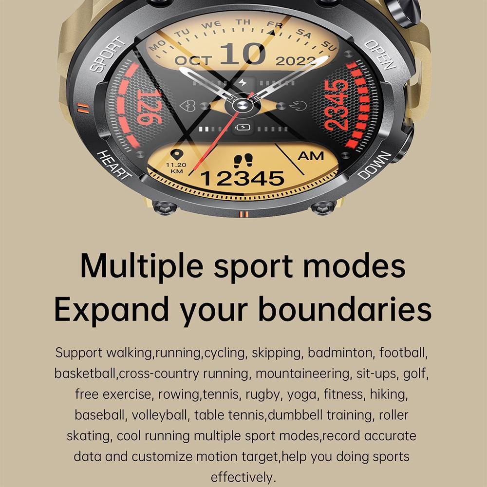 1.39 Inch Heart Rate / Blood Pressure / Blood Oxygen Monitoring Smart Calling Watch - Black