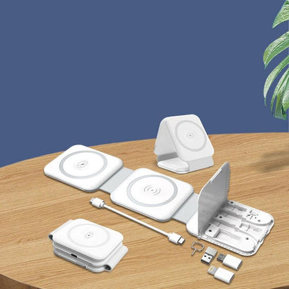 10 In 1 Magnetic Wireless Charger With Data Cable And Storage - White
