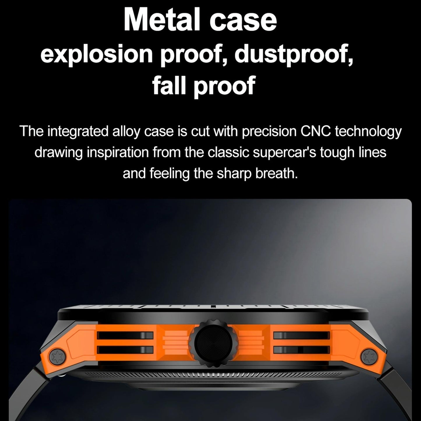 1.43 Inch Bt5.3 Ip68 Sport Smart Watch Support Bluetooth Call / Message Notification / Heart Rate / Blood Pressure Health Monitor - Orange