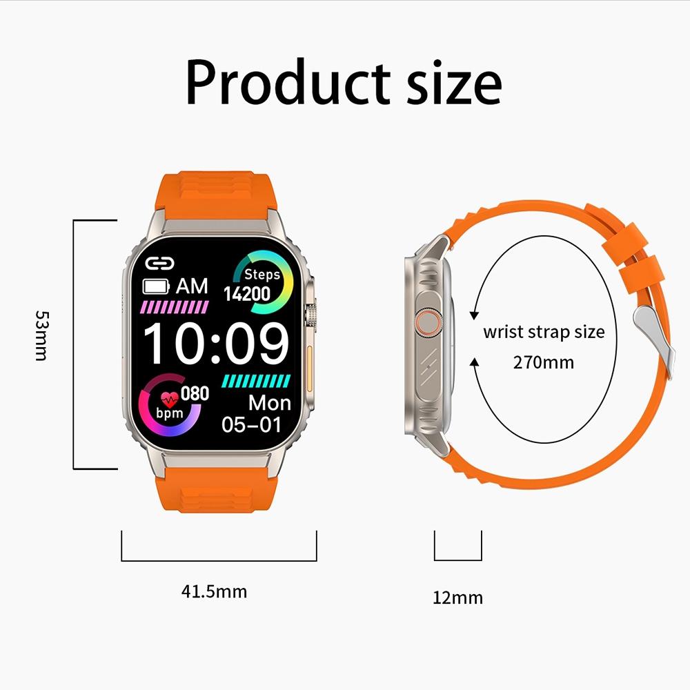 2.01 Inch Waterproof Smart Watch With Bluetooth Call & Health Tracking - Orange