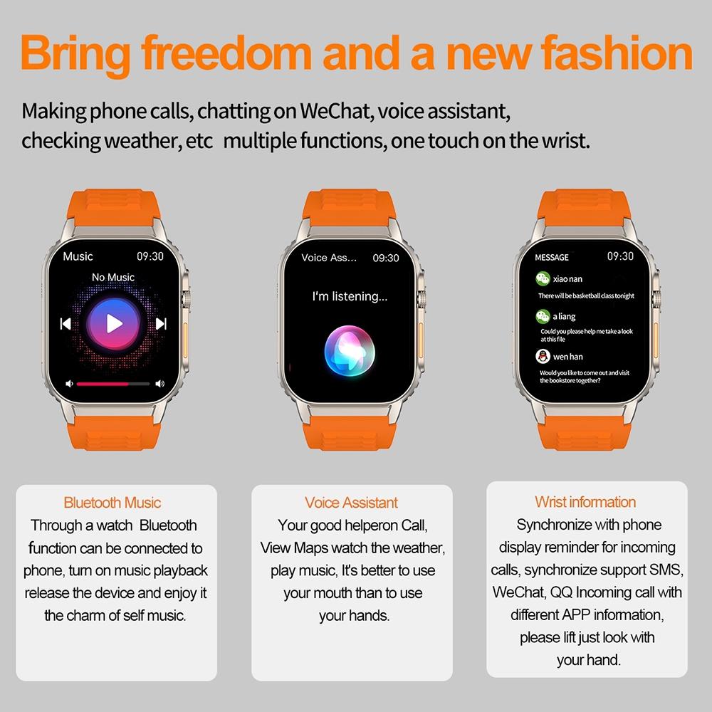 2.01 Inch Waterproof Smart Watch With Bluetooth Call & Health Tracking - Orange