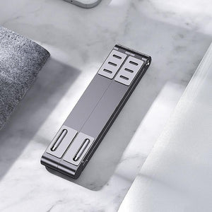 Foldable Aluminum 3-in-1 Phone Tablet Stand - Portable Storage - Grey