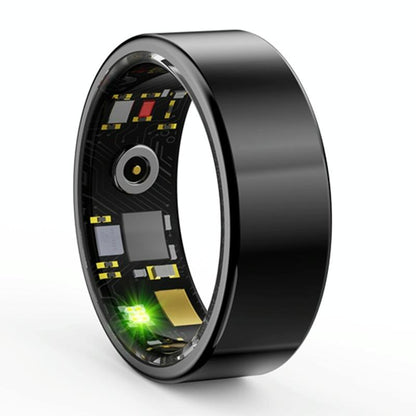 Smart Ring With Heart Rate Blood Oxygen Sleep & Sports Modes - Size 8 - Black
