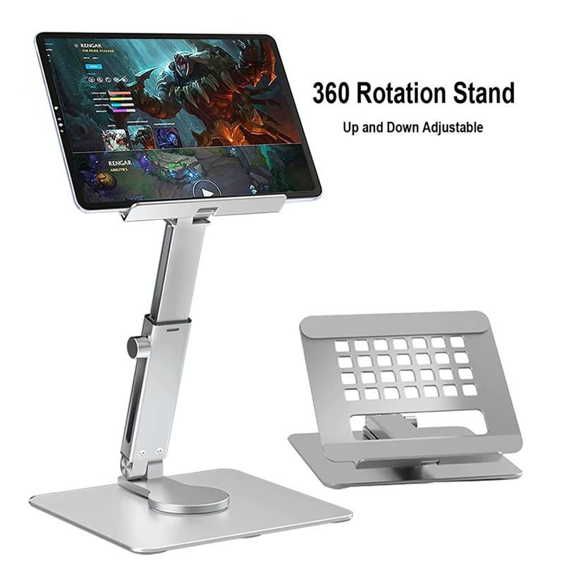Portable Telescopic Desktop Phone Stand - Foldable & Rotating - Silver