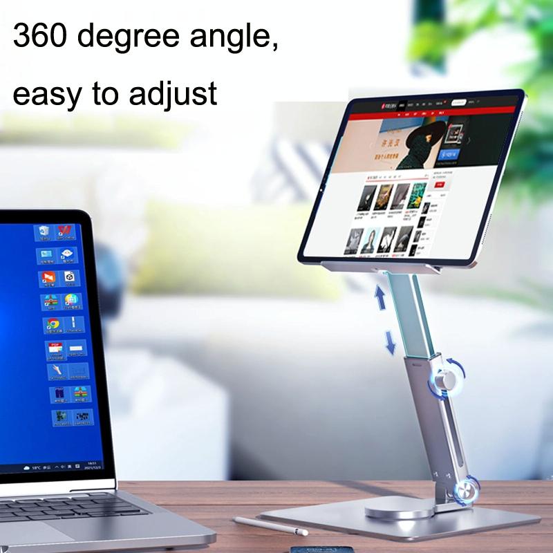 Portable Telescopic Desktop Phone Stand - Foldable & Rotating - Silver