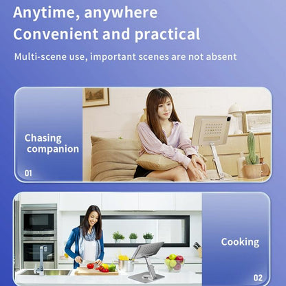 Portable Telescopic Desktop Phone Stand - Foldable & Rotating - Silver