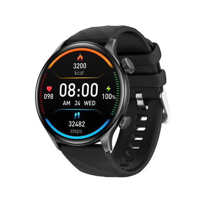 Smart Health Monitoring Watch - Round Screen - Black