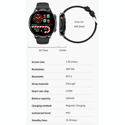 1.39 Inch Bt5.2 Smart Sport Watch Support Bluetooth Call / Sleep / Blood Oxygen / Temperature / Heart Rate / Blood Pressure Health Monitor - Orange