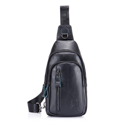 Men Leather Crossbody Chest Bag Multi Function - Black - Factory Direct Shop