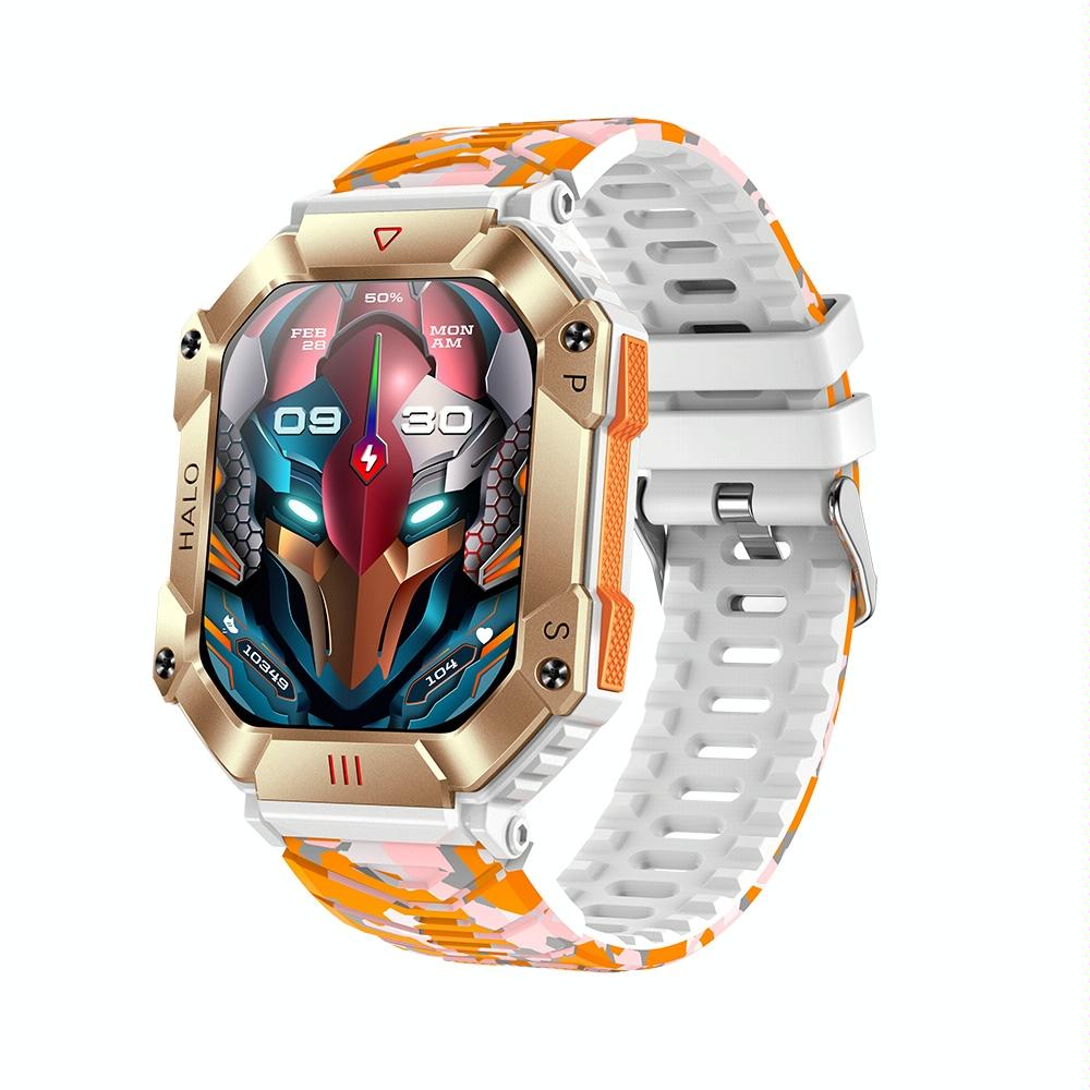 2.0 Inch Bt5.1 Ip67 Sport Smart Watch Support Bluetooth Call / Sleep / Blood Oxygen / Heart Rate / Blood Pressure Health Monitor - White + Orange