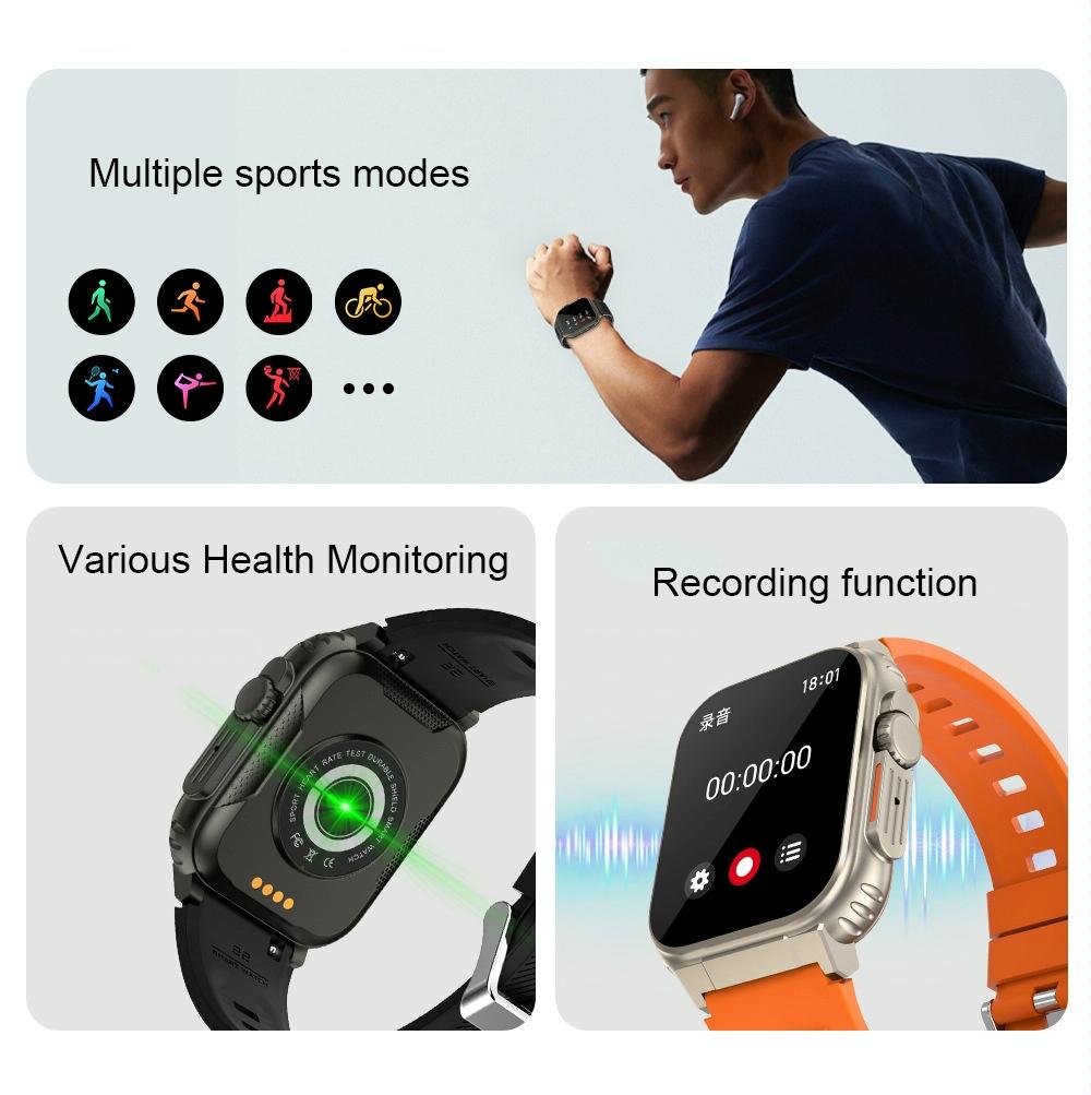 Ip68 Waterproof Bluetooth Smart Watch Health Monitor - Black