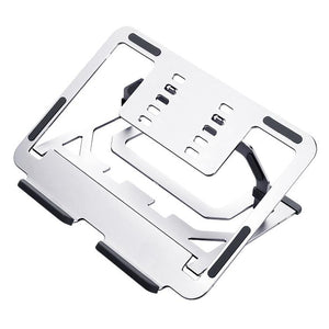 Foldable Aluminum Laptop Stand for Desktop Cooling - Elegant Silver