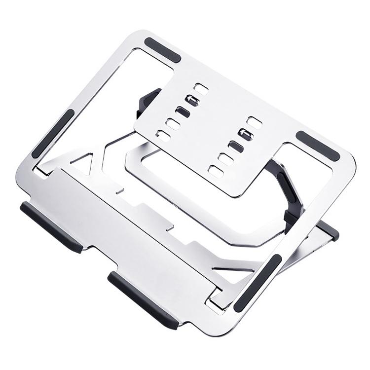 Foldable Aluminum Laptop Stand for Desktop Cooling - Elegant Silver