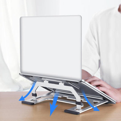 Foldable Aluminum Laptop Stand for Desktop Cooling - Elegant Silver