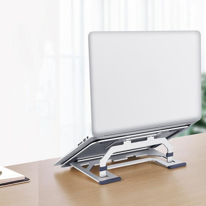 Foldable Aluminum Laptop Stand for Desktop Cooling - Elegant Silver