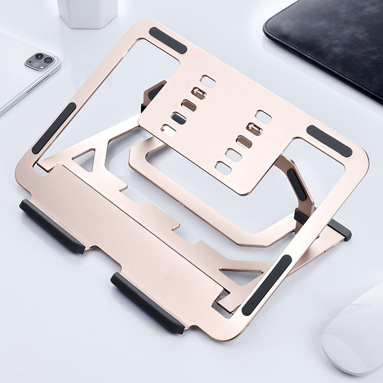 Foldable Aluminum Laptop Stand for Desktop Cooling - Elegant Silver