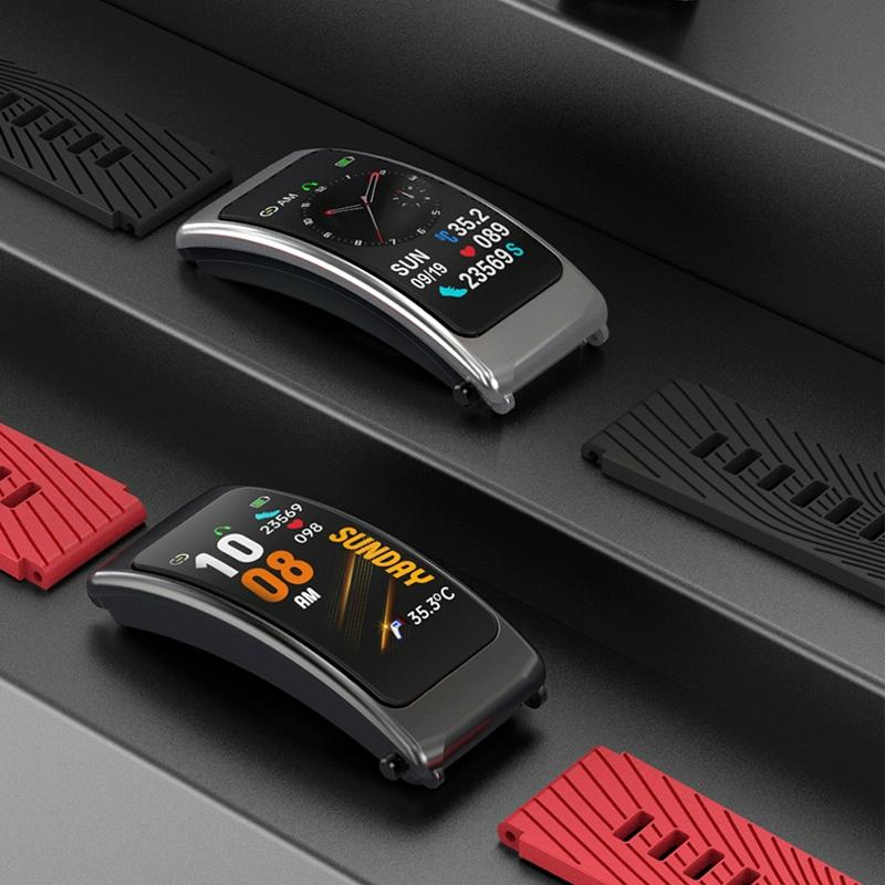 1.14 Inch Silicone Band Earphone Detachable Life Waterproof Smart Watch Support Bluetooth Call - Black