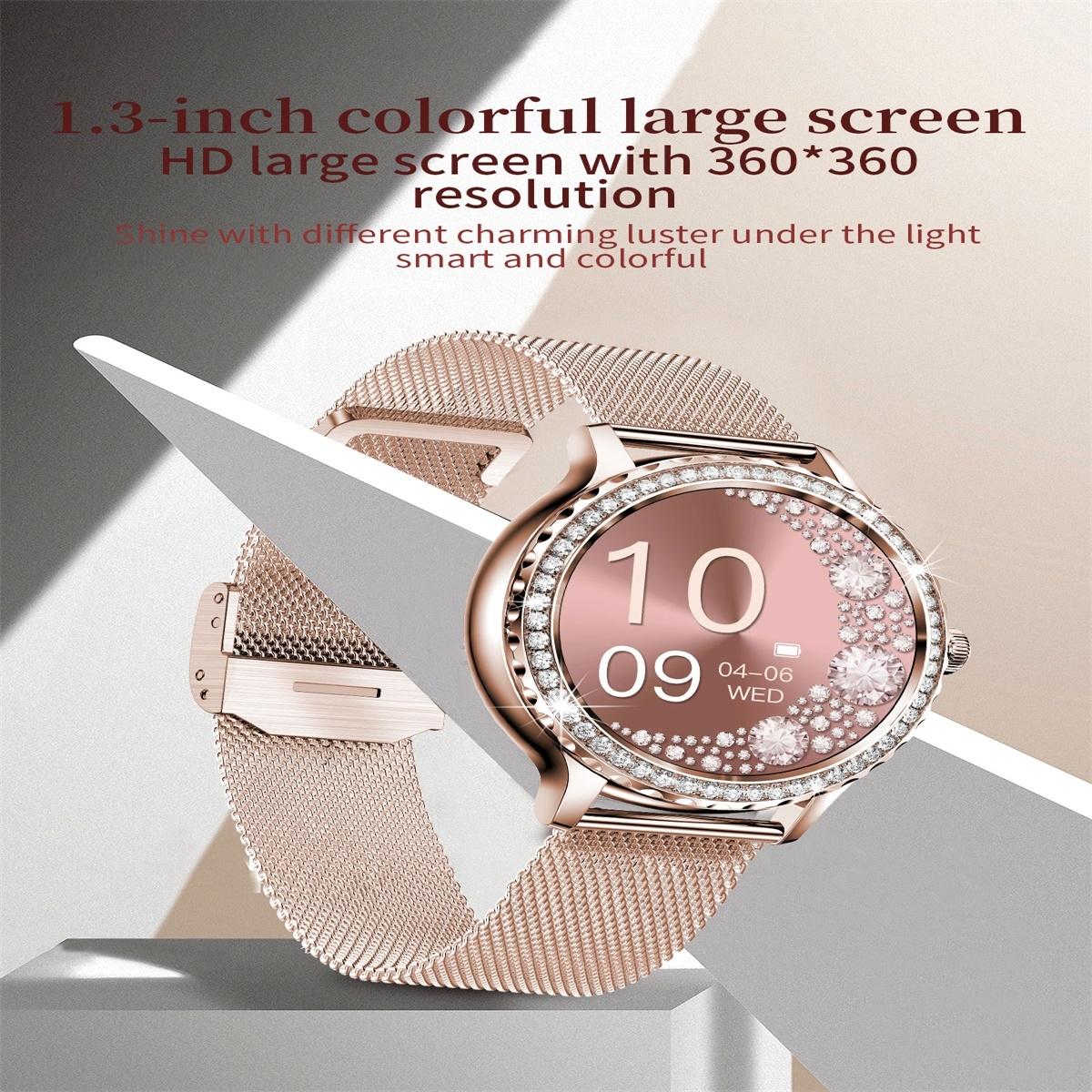 1.3 Inch Ip68 Waterproof Colour Screen Smart Watch Support Heart Rate / Blood Pressure / Blood Oxygen Monitoring - Gold