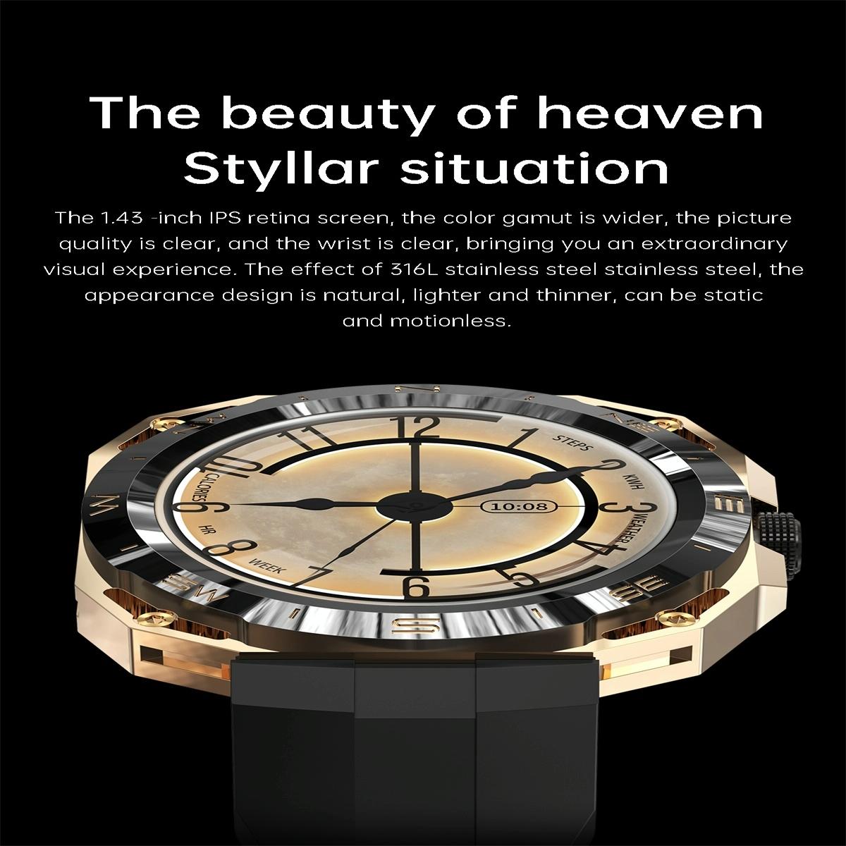 Smart Watch With Heart And Blood Monitoring Colour Screen - Black