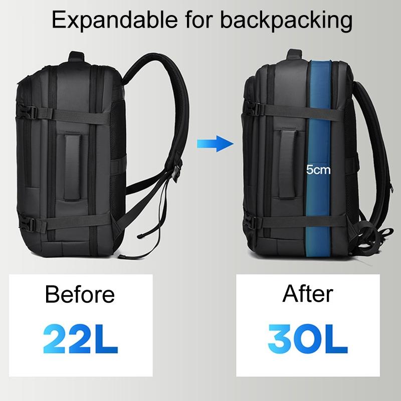 Expandable Double Shoulder Backpack For Business Or Casual Use - Black