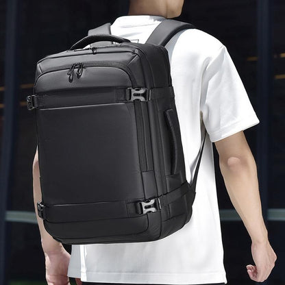 Expandable Double Shoulder Backpack For Business Or Casual Use - Black
