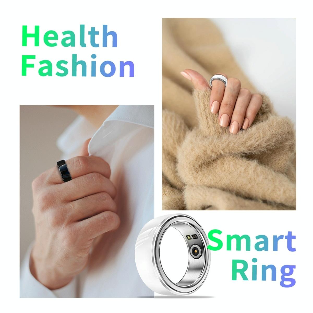 Smart Ring With Heart Rate Blood Oxygen Sleep & Sports Modes - R8 Size 18 - Black