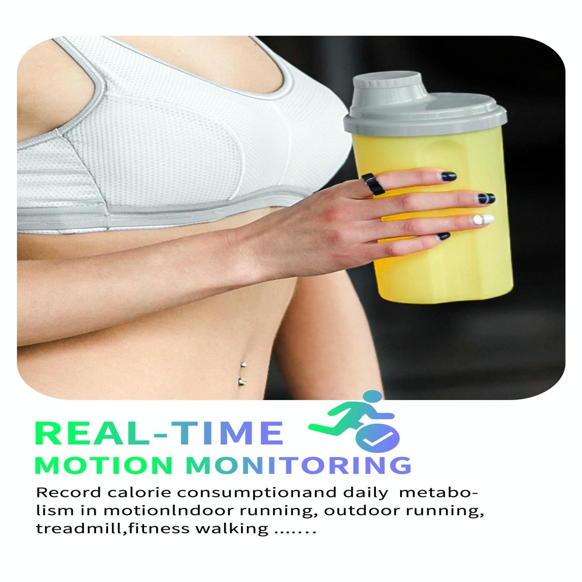 Smart Ring With Heart Rate Blood Oxygen Sleep & Sports Modes - R8 Size 18 - Black