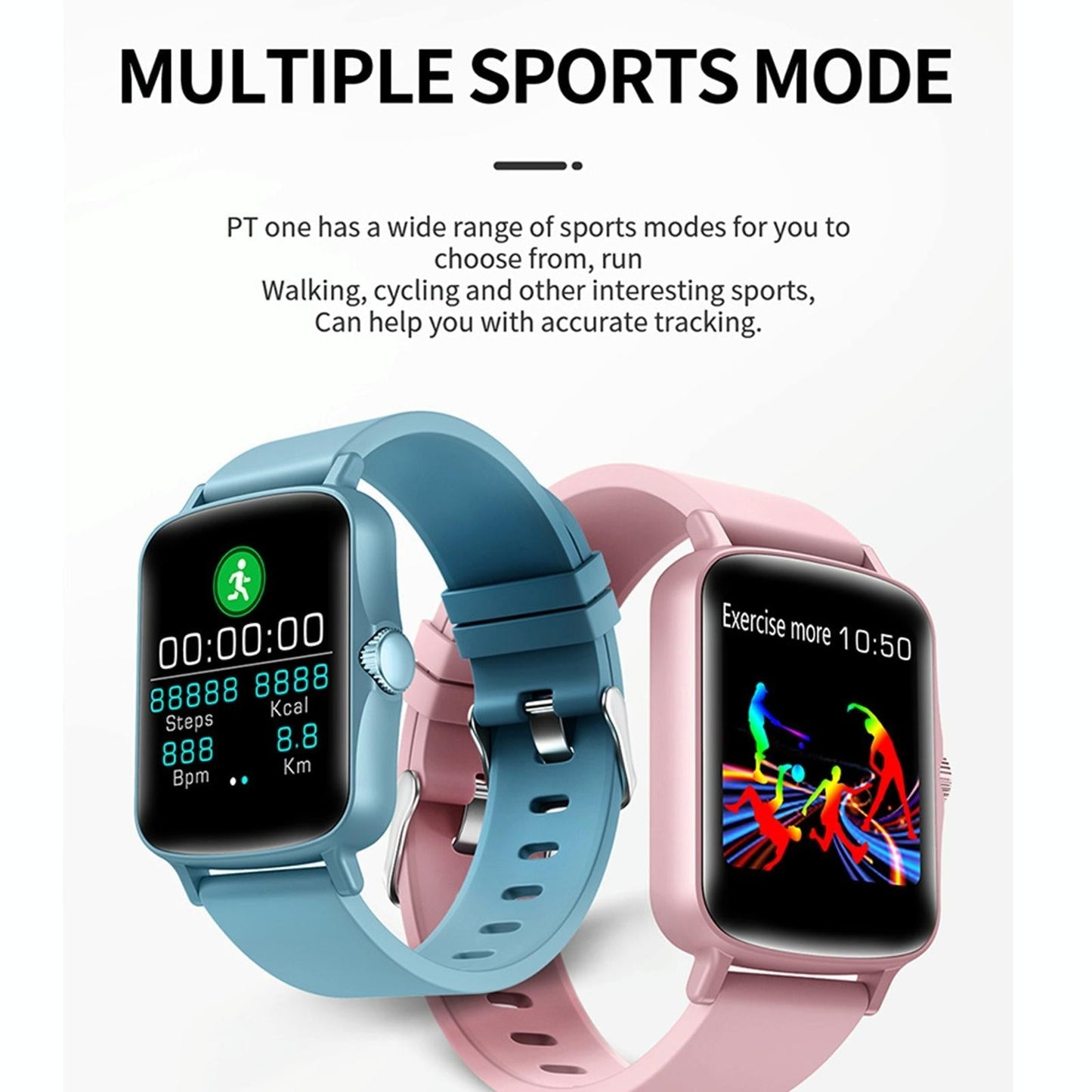 1.44 Inch Ip67 Waterproof Smart Watch With Hd Touch Screen - Pink