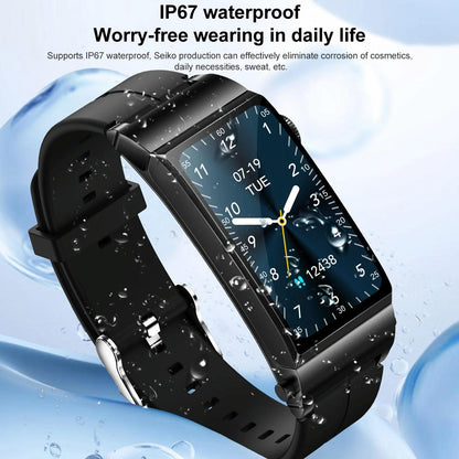 1.5 Inch Silicone Band Earphone Detachable Ip68 Waterproof Smart Watch Support Bluetooth Call - Black