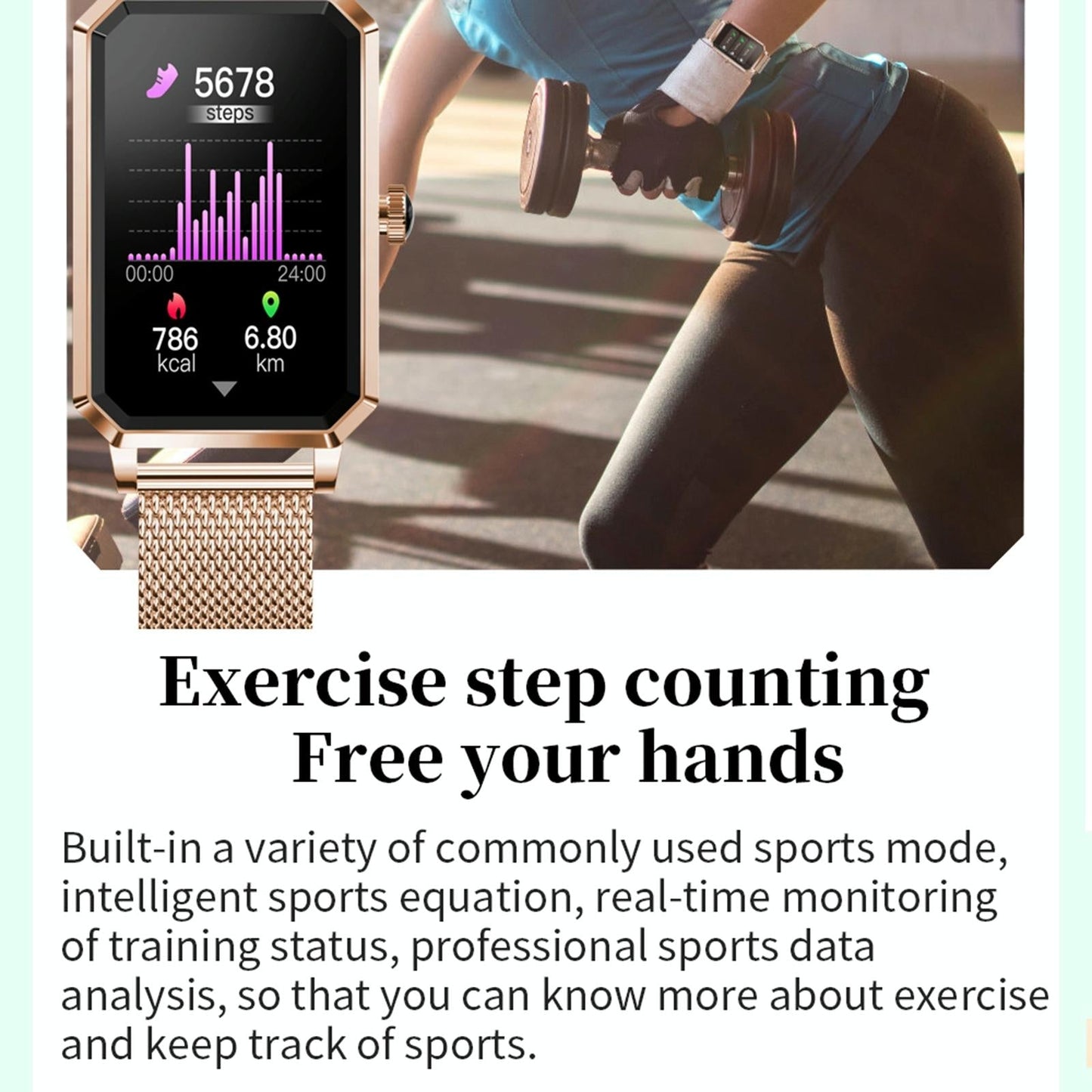 1.13 Inch Women's Smart Watch With Colour Screen & Health Tracking - Gold