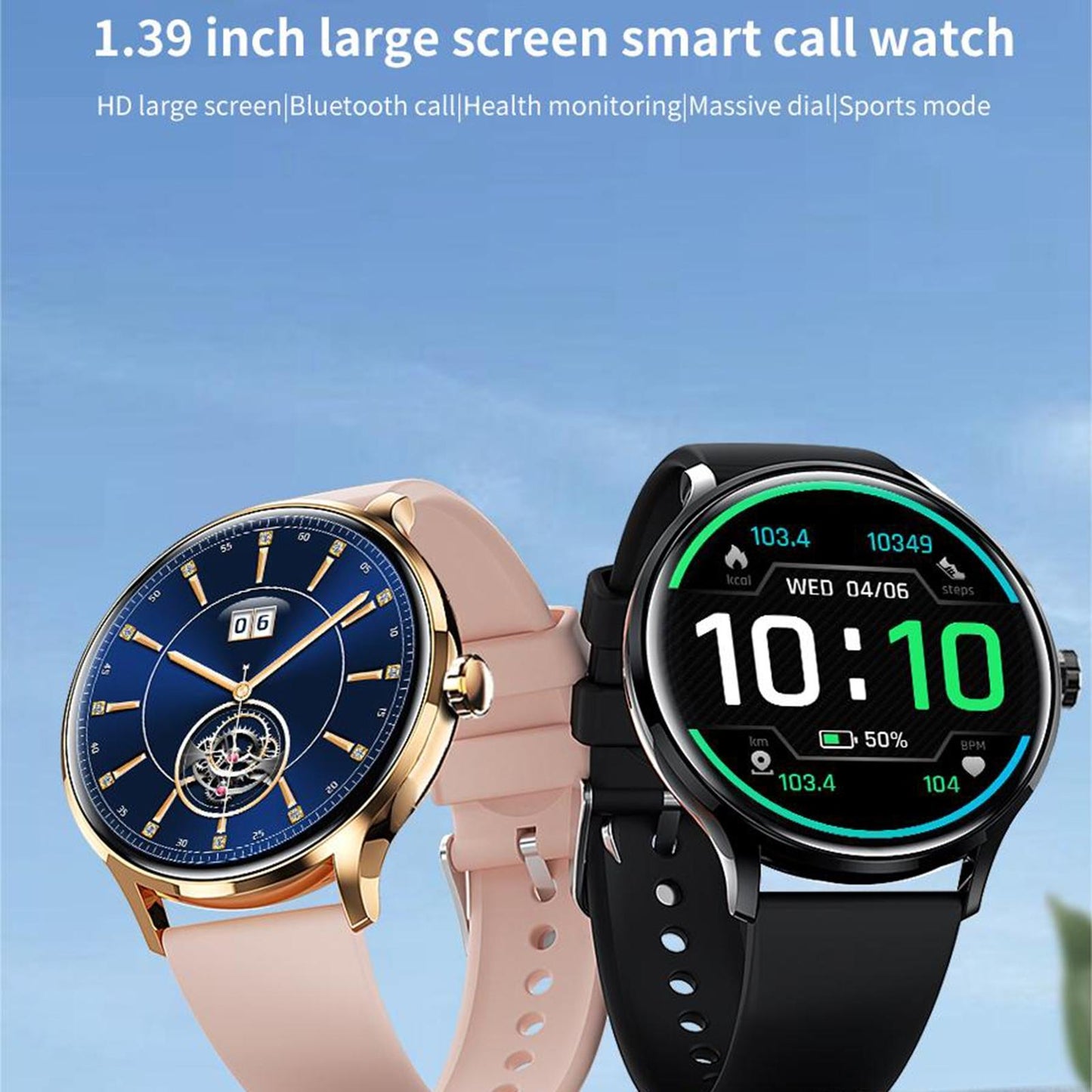 1.39 Inch Bt5.2 Smart Sport Watch Support Bluetooth Call / Sleep / Blood Oxygen / Temperature / Heart Rate / Blood Pressure Health Monitor - Orange