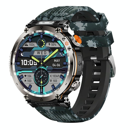 Waterproof Smart Watch With Flashlight Banknote Detector And Compass - Camo - Blue
