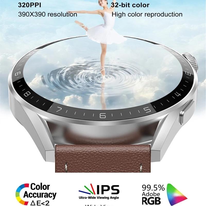 Smart Leather Watch With Colour Screen - Black