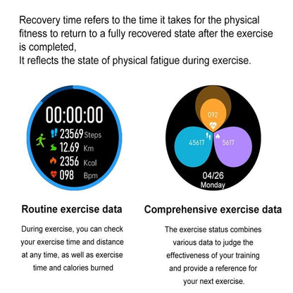 Smart Leather Watch With Colour Screen - Black