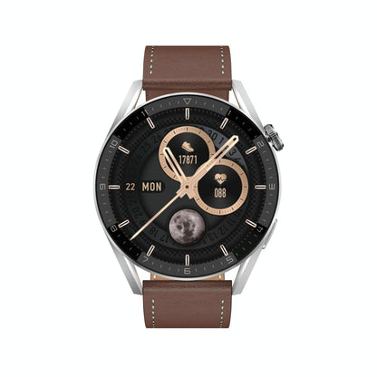 Smart Leather Watch With Colour Screen - Black