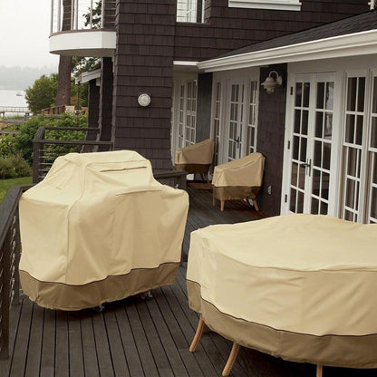 Waterproof Bbq Cover with Sundry Bag - Oxford Cloth 145x61x117cm Beige