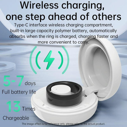 Smart Ring With Heart Rate Blood Oxygen Sleep & Sports Modes - Size 7 - Black