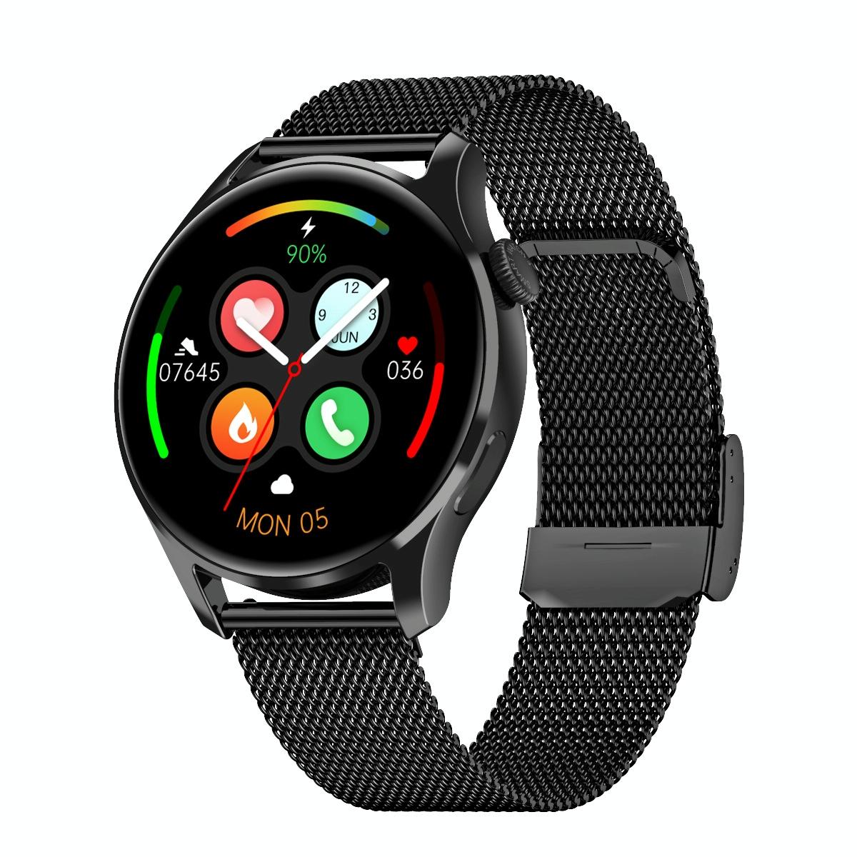 1.32 Inch Heart Rate Monitoring Smart Watch With Payment Function - Black Steel