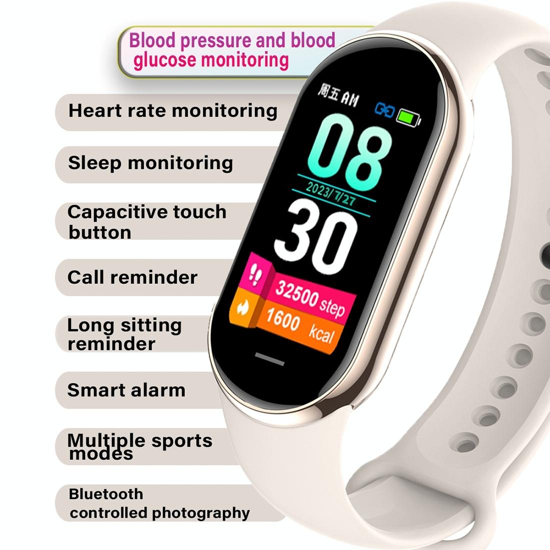 Waterproof Smart Watch With Heart Bp Oxygen And Sugar Monitoring - Ip68 - Black