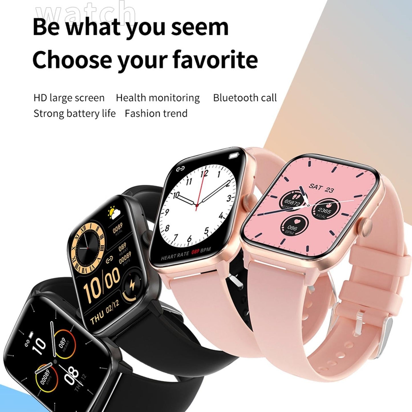 1.91 Inch Bt5.2 Smart Sport Watch Support Sleep / Heart Rate / Blood Oxygen / Temperature / Blood Pressure Health Monitor - Pink