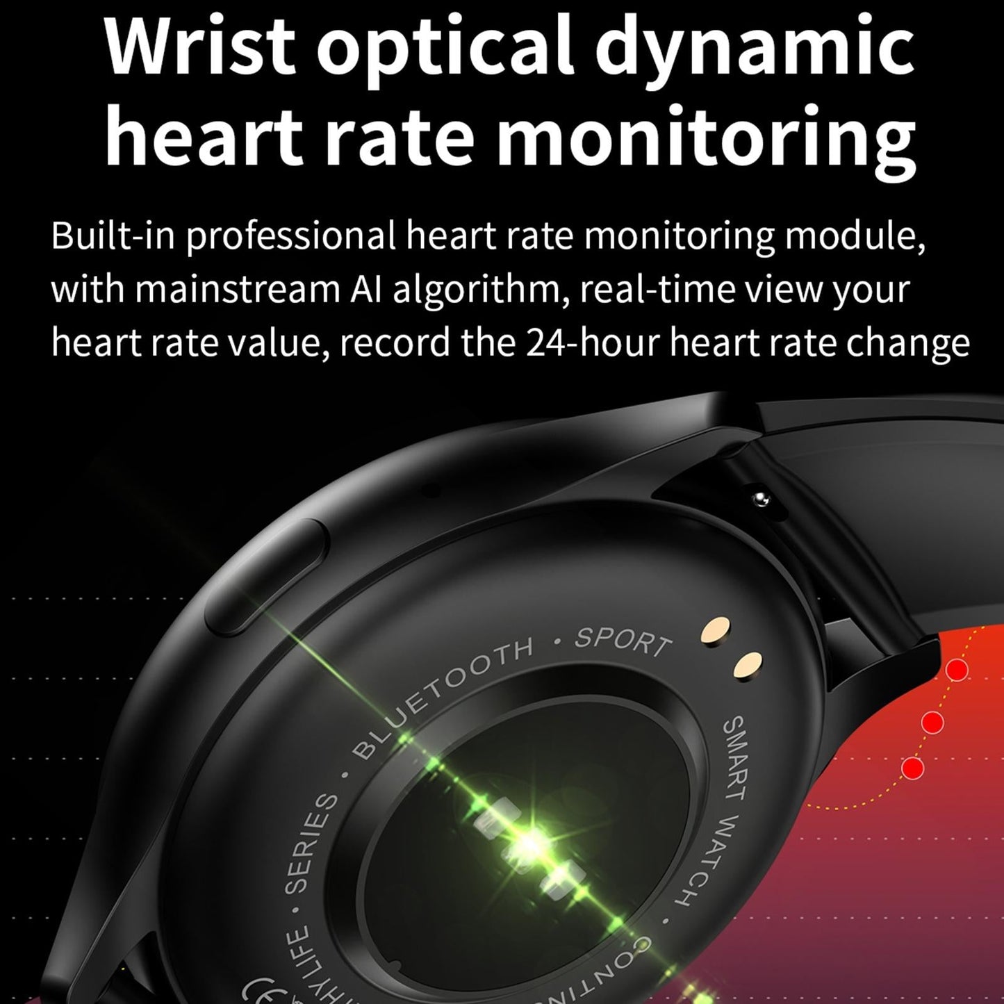 1.43 Inch Bt5.0 Ip67 Sport Smart Watch Support Bluetooth Call / Message Notification / Heart Rate / Blood Pressure Health Monitor - Black