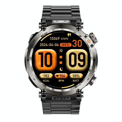 Waterproof Smart Watch With Flashlight Banknote Detector And Compass - Steel Band